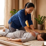 traditional thai bodywork session on a floor mat